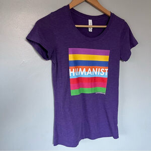Humanist Short Sleeve Rainbow Tee Shirt Purple Mediun